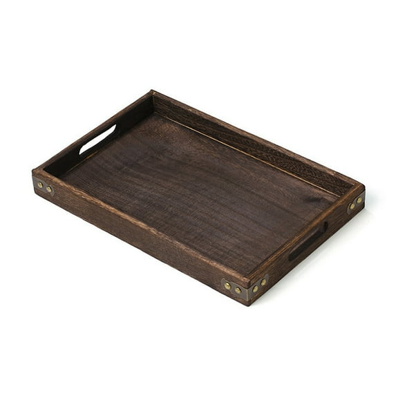 Wooden Service Tray with Handles,Wooden Tray Tea Tray,Fruit Bread Snack Tray,Serveware Kitchen Accessories Tray,Serve for Coffee Black Walnut Platter,Decorative Tray