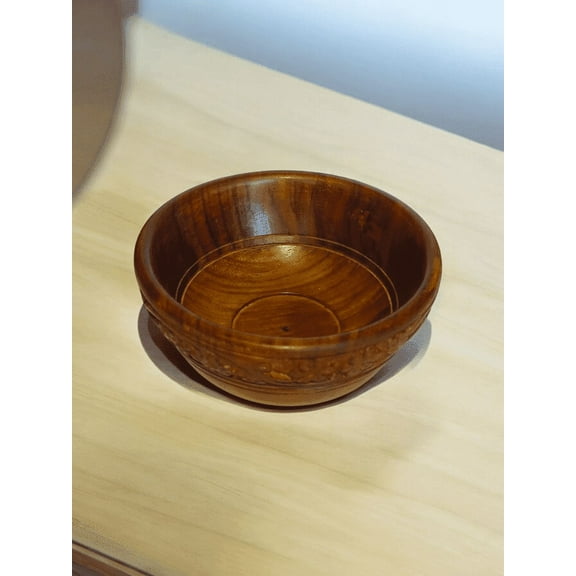 Wooden Serving Bowl Handicrafts Floral Design Snacks for Dinning Gift Home Decor Dinnerware Tableware Set of 3