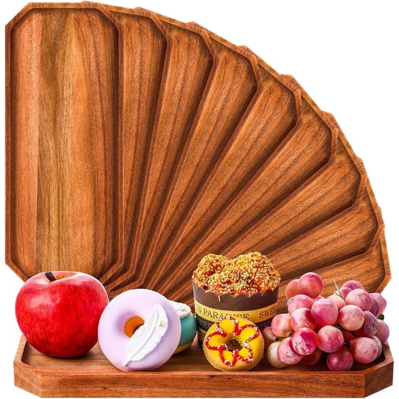 Wooden Serving Platter Acacia Wood Platters Rustic Serving Tray Rectangular Charcuterie Board Cheese Plate for Home Decor Dessert Vegetables Fruit Cookie