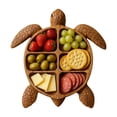 thumbnail image 1 of Wooden Serving Platter, Turtle Shape Divided Snack Tray, 6-Section Food Server for Appetizers, Cheese, Fruits, Brown, 11.8 x 11.8 x 1.2 Inches (Turtle), 1 of 6