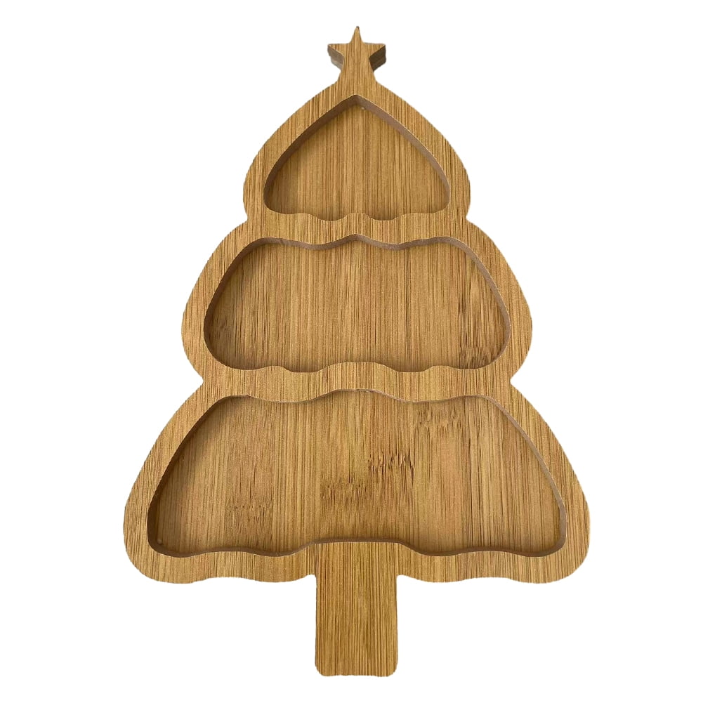 Wooden Serving Tray Christmas Tree Tray Plate Charcuterie Dessert Board