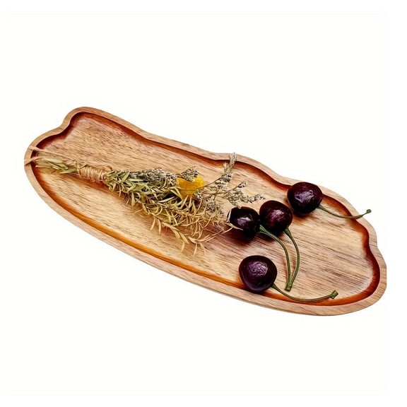 Wooden Serving Tray Cloud-Shaped Fruit Dessert Candy Plate for Dresser Food Coffee Tea Snack Tissues Candles Jewelry Cosmetics Organizer