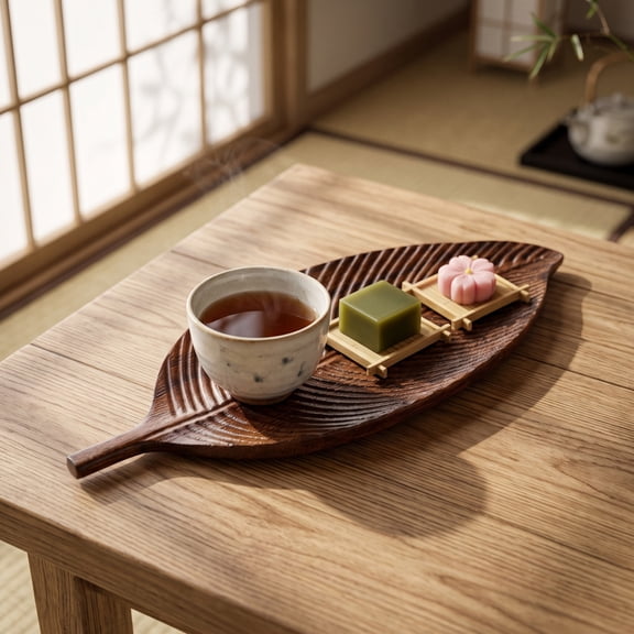 Wooden Serving Tray, Decorative Catch-All Tray for Coffee Table, Rustic Snack Platter with Raised Rim for Fruit and Pastries, Versatile Home Storage and Organization Tray