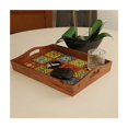 thumbnail image 1 of Wooden Serving Tray - Decorative colorful ceramic tile mounted tray with handles for Farmhouse style  & décor (15x12x3 inches), 1 of 3