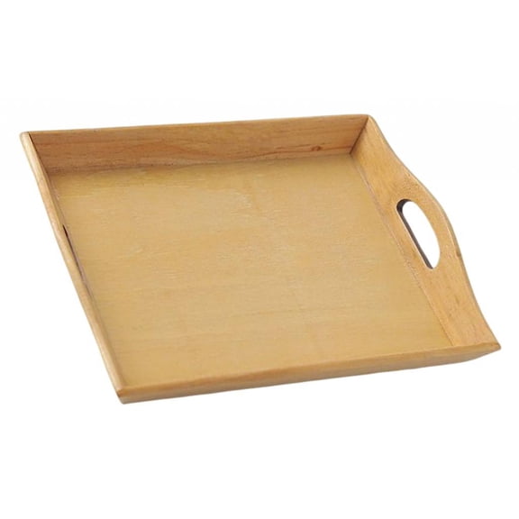 Wooden Serving Tray Eating Dinner Appetizers Tray Decorative Tea Coffee Drinks Serving Tray with Handles for Home Dining Table Buffet Yellow