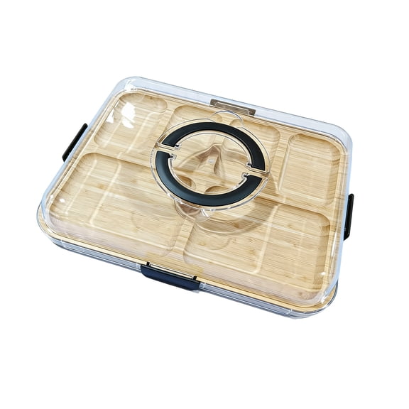 Wooden Serving Tray with Lid and Compartments Rectangular Bamboo Charcuterie Board with Removable Sectional Cover for Snacks Appetizers Cheese Crackers Nuts Fruit Display