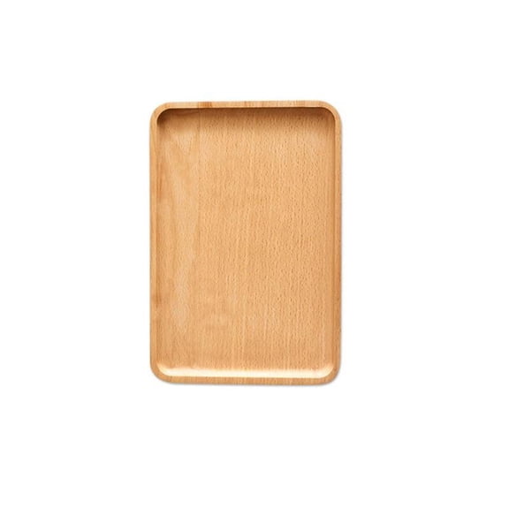 Wooden Serving Tray, Small Rectangular Wood Tray for Kitchen and Bathroom Counter, Serving Platter for Coffee Tea Breakfast, Light Wood, 1 Pack