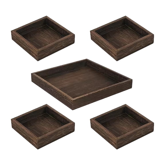 Wooden Serving Tray With Infuser For Cozy Gatherings And Afternoon Tea - Includes Snack Plates And Detachable Strainer - 7 Piece Set