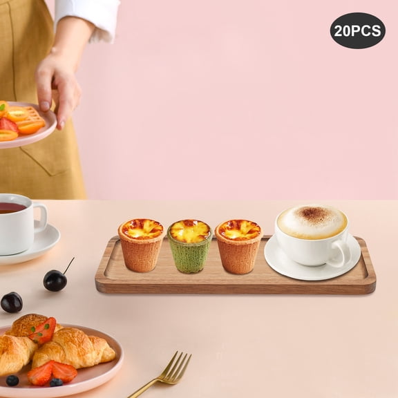 Wooden Serving Trays, 13.78x5.41in Set of 20 Natural Wood Boards, Multi-functional for Restaurant and Home Use, Oil-Coated Finish