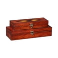thumbnail image 1 of Wooden Set Of 2 Burlwood Veneer Storage Boxes, 1 of 6