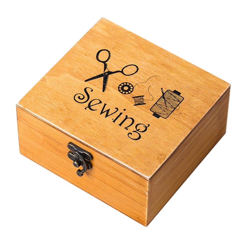 Wooden Sewing Box Sewing Accessories Supplies Kit Workbox for