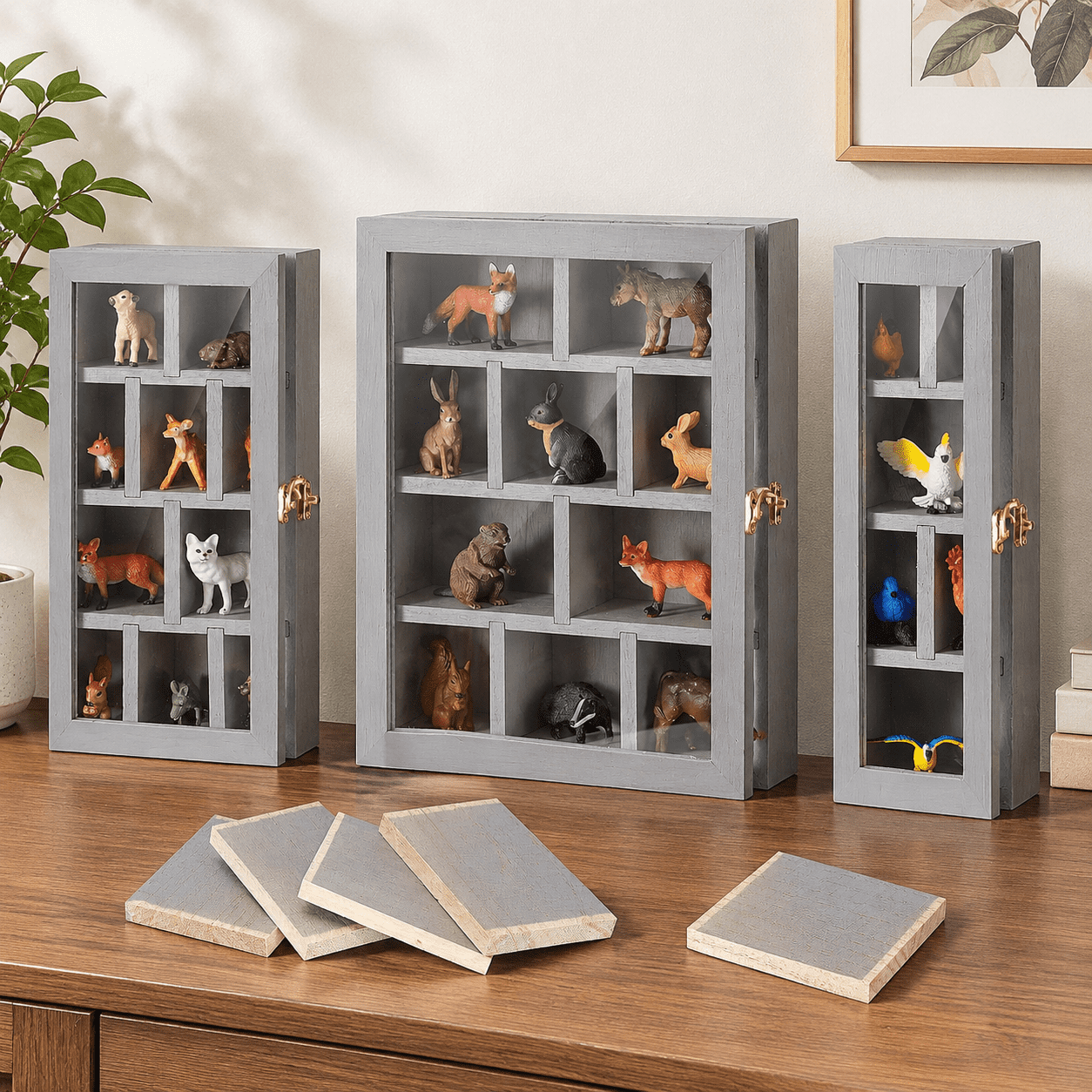 Wooden Shadow Box Display Shelf Wall Mounted, Antique Gray - Walmart.com