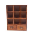 thumbnail image 1 of Shangmakel Wooden Shadow Box Shelf, 9 Grid Two Drawers Table Top Display Organizer, Vintage Wooden Cabinet for Home, Office Decor, 1 of 11