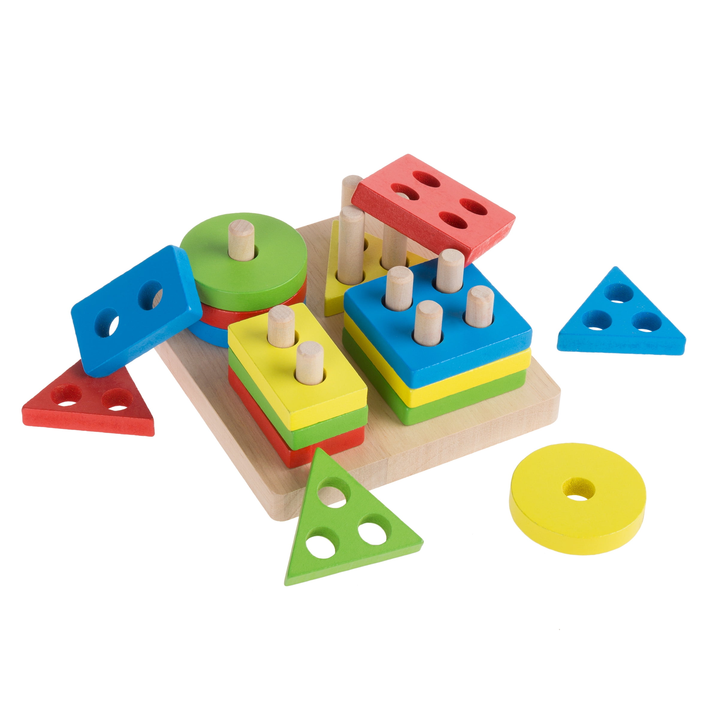 Wooden Shape Sorter-Classic Puzzle Toy with Geometric Shapes