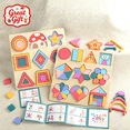 thumbnail image 1 of Wooden Shape Tangram Puzzle, Stocking Stuffers Montessori Educational Learning Toy, Preschool Fine Motor Creative Play Toy, Christmas Birthday Gift for Toddler Boys Girls Ages 3 and Up, 1 of 7