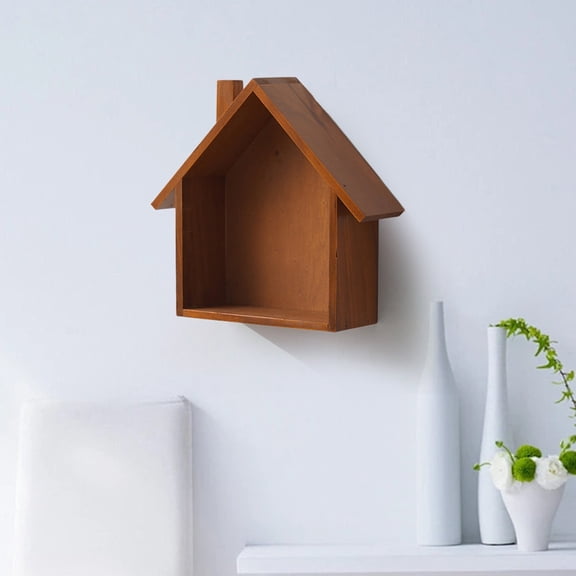 Wooden Shaped Wall Shelf Decorative Display Organizer Hanging Rack for Nursery Living Room Kitchen