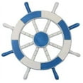 thumbnail image 1 of Wooden Ship Wheel (Blue & White Painted) - (24 Inches, Ocean Blue), 1 of 6