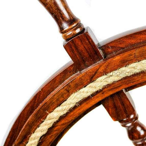 Wooden Ship Wheel (Circular Rope Design Across Circumference) - (24 Inches)