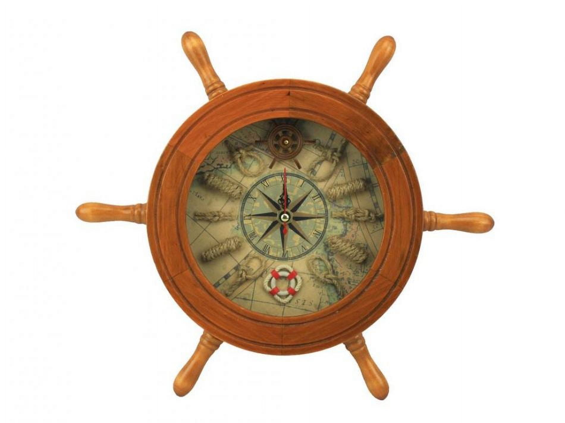 Wooden Ship Wheel Knot Faced Clock 12"