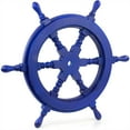 thumbnail image 1 of Wooden Ship Wheel | Nautical Pirate's Wall Sculptures & Home Hanging Decor | Painted Handcrafted Maritime Nursery Gifts Ideas (Indigo Blue) (18 Inches), 1 of 4