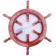 thumbnail image 1 of Wooden Ship Wheel (Pine Wood - Torched) - Red Stained Buffed Finish (Hollow Hub) - (48 Inches), 1 of 6