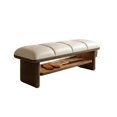 Wooden Shoe Changing Bench with Cushion Entryway Storage - Walmart.com