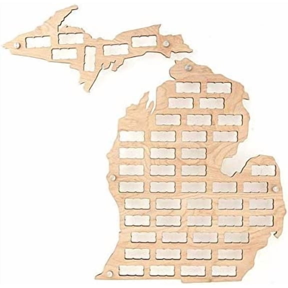 Wooden Shoe Designs Michigan Wine Cork Map, Tan