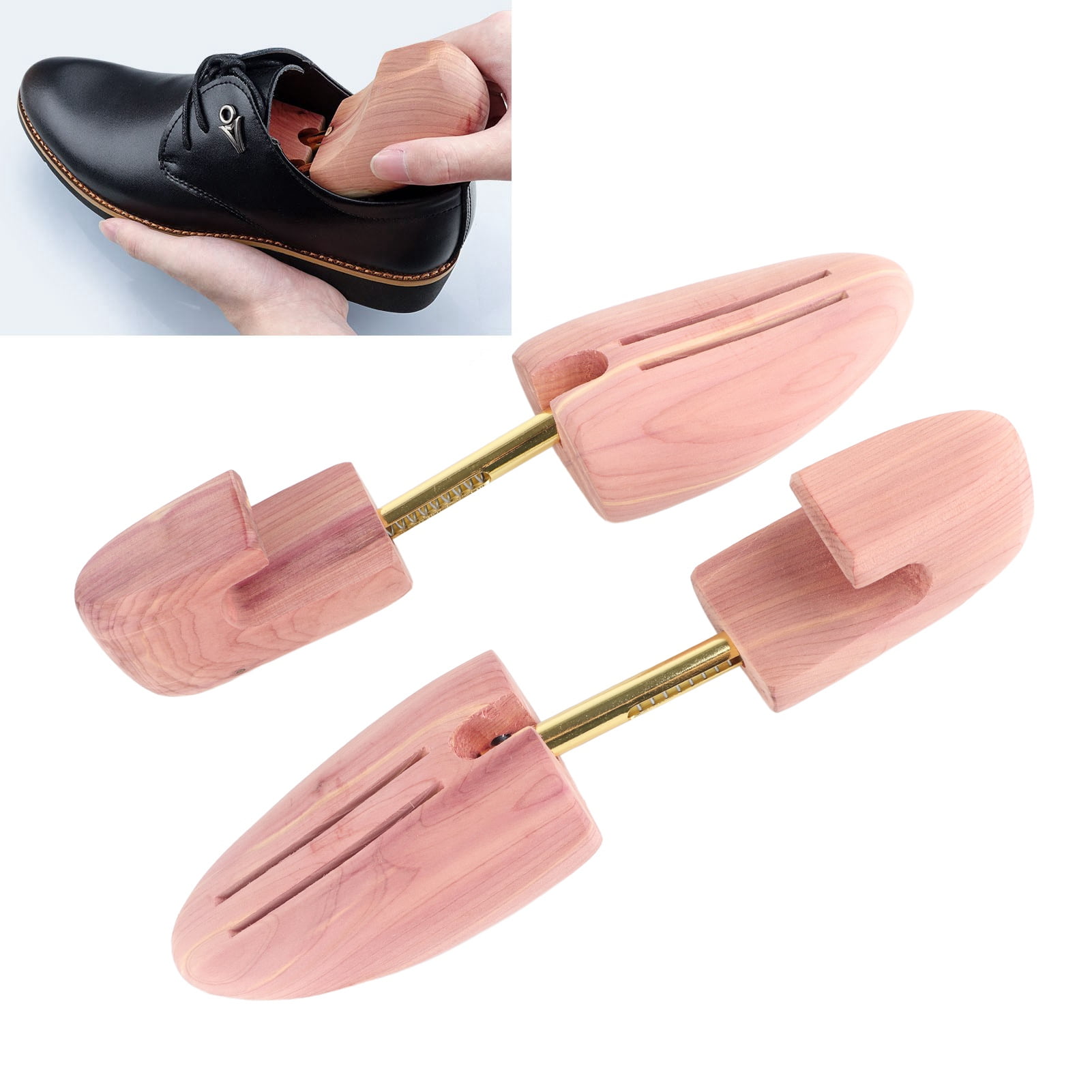 Wooden Shoe Tree Spiral Spring Shoe Tree Wood Boot Shape Holder Shoe