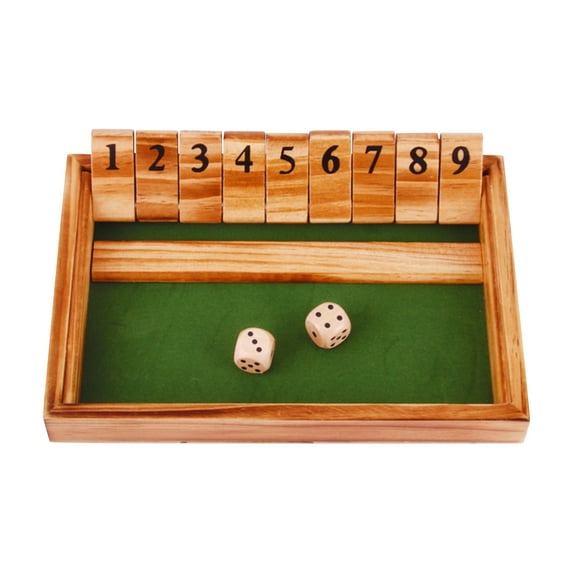 Wooden Shut The Box Dice Game, Classic Board Game With Double-Sided Number Flipping Cards And 2 Dice, 1 Game Board Included, Suitable For Family, Pub, Party Gatherings And Math