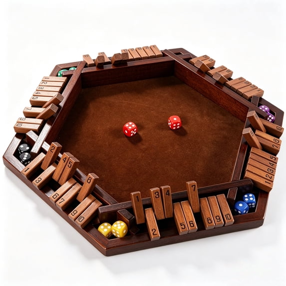 Wooden Shut The Box Dice Game for 2-6 Players, Classic Tabletop Pub Board Game Family Math Games, Pine Wood Portable Game for Parties & Gatherings