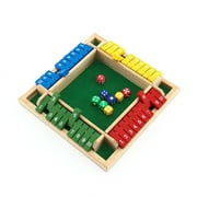 Wooden Shut The Box Dice Game for 4 Players - Family Pub Math Strategy Activity with 8 Dice