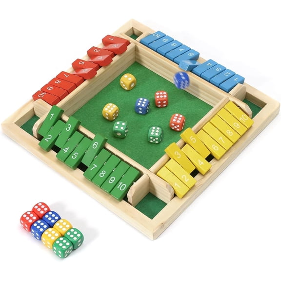 Wooden Shut The Box Game - Classic Dice & Puzzle Game for Families and Parties - Ideal Educational to Boost Math Skills