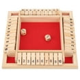 Wooden Shut the Box Dice Game 4 Sided 10 Numbers Board Tabletop Pub
