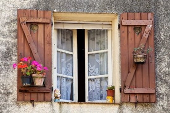 Wooden Shutters La Turbie Provence Canvas Art - Brian Jannsen DanitaDelimont (26 x 18)
