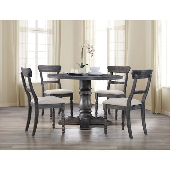 ACME Wallace 2 Pieces Dining Side Chair in Light Brown and Weathered Gray