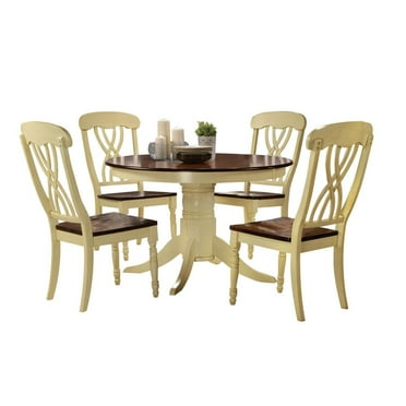 ACME Dylan Wooden Dining Side Chair in Buttermilk and Oak Set of 2