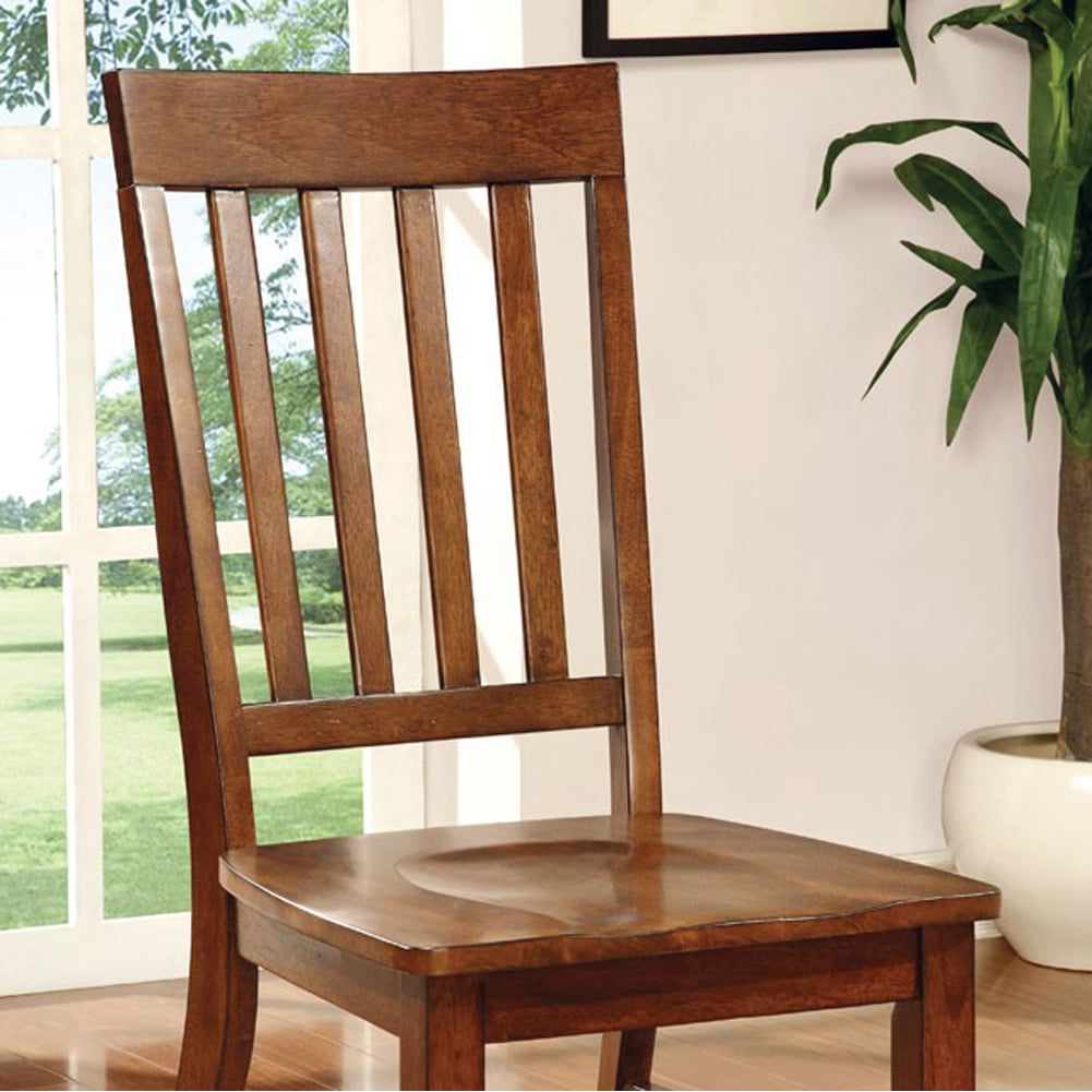Dark Oak Slat Back Transitional Side Chair