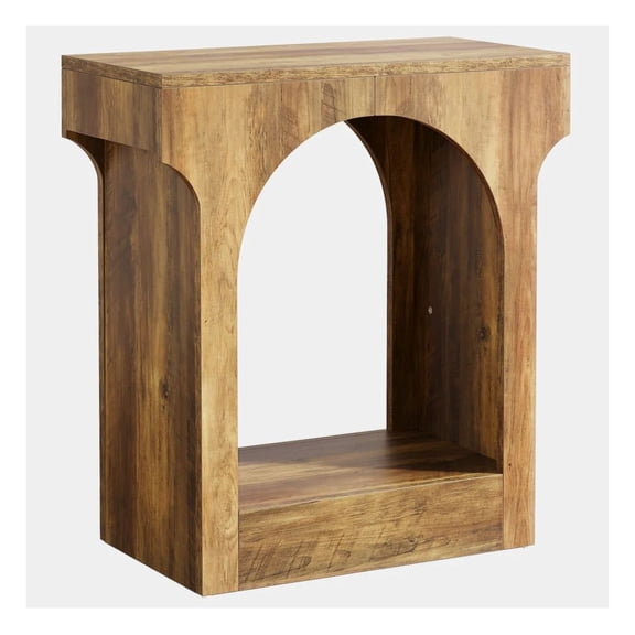 Wooden Side Table with Storage, Modern Coffee Table, Arched Accent Table, Living Room End Table, Bedroom Nightstand