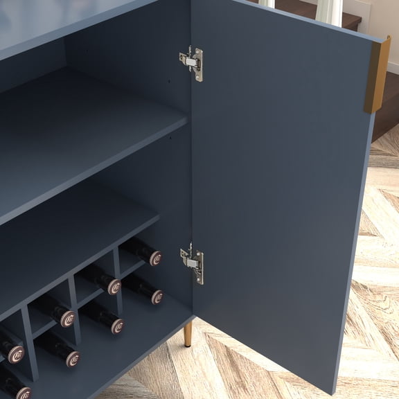 Wooden Sideboards 2 doors home wine bar cabinet with wine rack & adjustable storage shelf, modern sideboard with soft-closing hinge, dinning room buffet cabinet, Liquor Cabinet kitchen, living room c