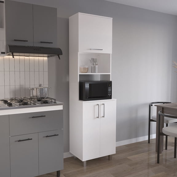 Wooden Sideboards Bombona 80" High Double Cabinet Kitchen Pantry, Storage Cabinet, with Six Shelves for Kitchen, Garage White,Dining Room Sideboards