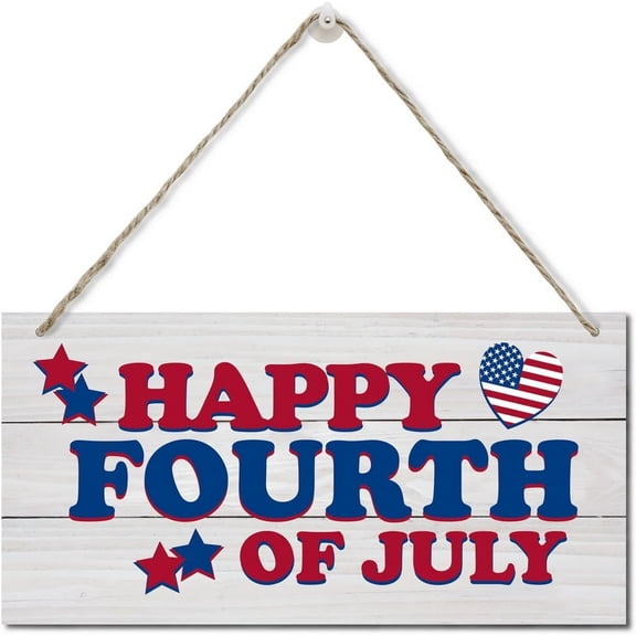 Wooden Sign, Happy 4th Of July, Festive Wall Decor, 8x12 Inch