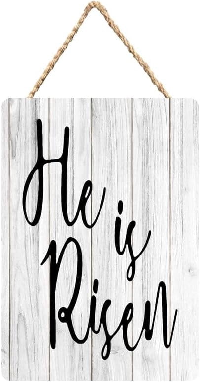 Wooden Sign He is Risen Wood Plaque Hanging - Wall Sign for Christian ...