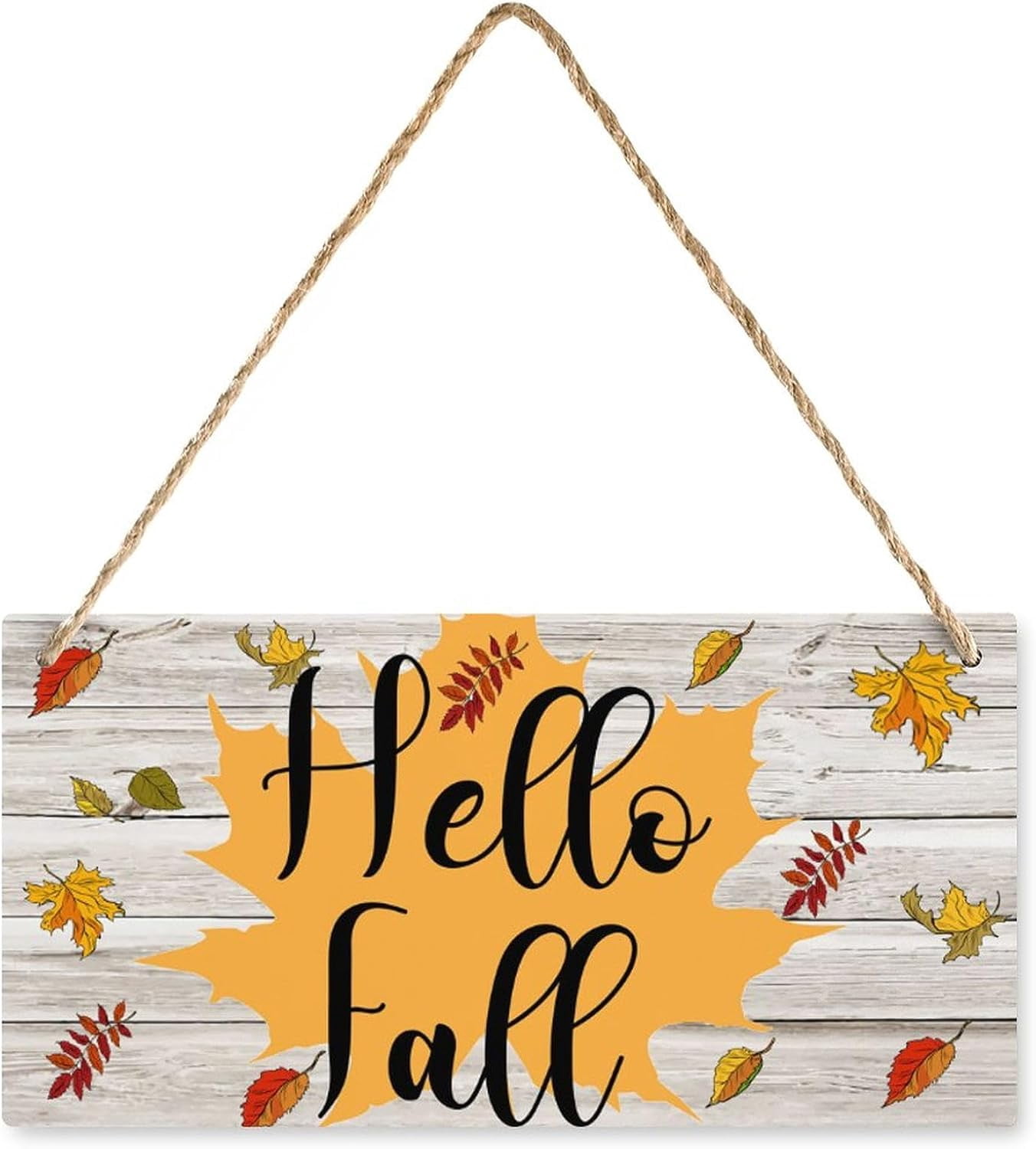 Wooden Sign Hello Fall - Rustic Vintage Wall Art, Bedroom/Home/Living ...