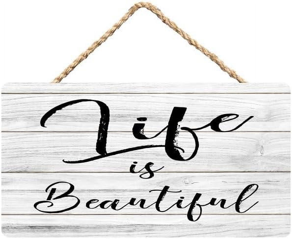 Wooden Sign, Life Is Beautiful Inspirational, Rustic Hanging Plaque ...