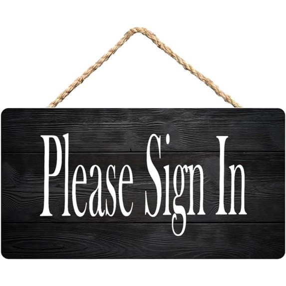 Wooden Sign Please Sign in Wall Hanging - Home Office Reception Room ...