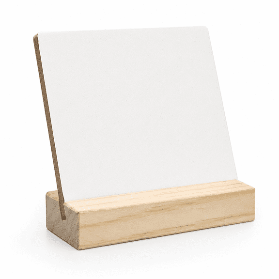 Wooden Sign Stand with White Board, Blank White Panel with Wood Easel Display Stand for Menu Cards Photos Tabletop Home Office Wedding Party Decoration