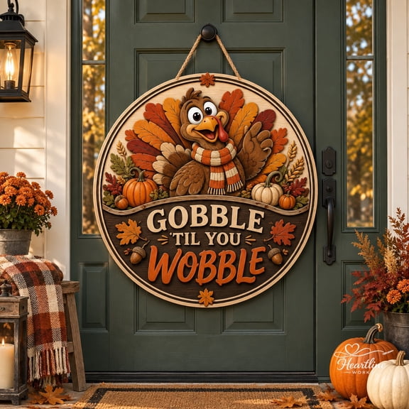 Wooden Sign Thanksgiving Door Decor Funny Turkey Rustic Fall Front Door