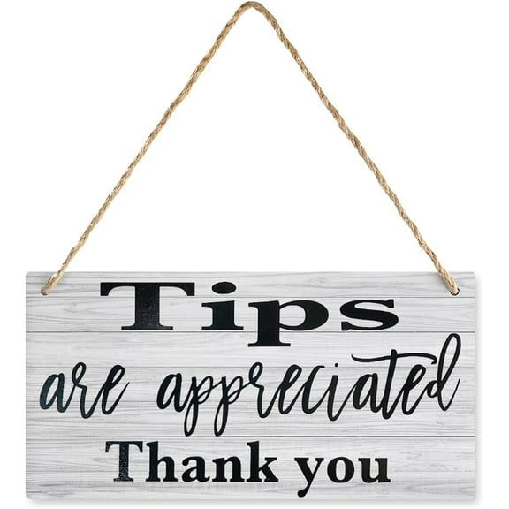 Wooden Sign Tips Are Appreciated Thank You Sign Restaurant Salon Signage Wooden Sign For Room Wall Decor, Funny Sign Rustic Wood Plaque House Decor For Front Door 12X6 In