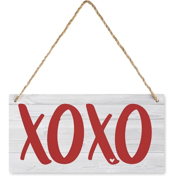 Wooden Sign XOXO Valentine Love Hugs and Kisses Sign Wooden Decorations Wall Office Wood Decor Signage 8X12 Inch Indoor Fireplace Home Farmhouse Holiday Decor Valentine-Themed Indoor Decor