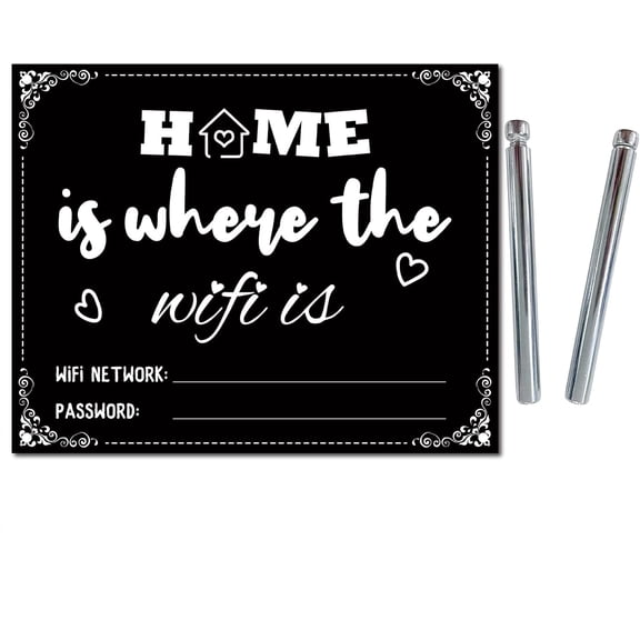 Wooden Signs with Heart Pattern Reception Table Sign Hanging Plaque Board Tabletop Rustic Wall Decor for Home Business Office House Decorations 9.8 x 7.9inch- Home is Where The WiFi is Black